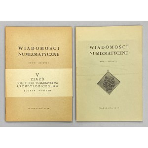 Wiadomości numizmatyczne 1957/2 i 1958/1 (2szt)