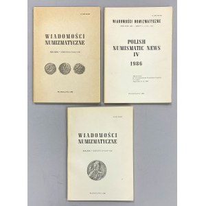 Wiadomości numizmatyczne 1985 komplet + 1986/3-4 (3szt)