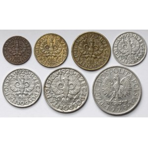 Od 1 grosza do 1 złotego 1923-1929 - zestaw (7szt)