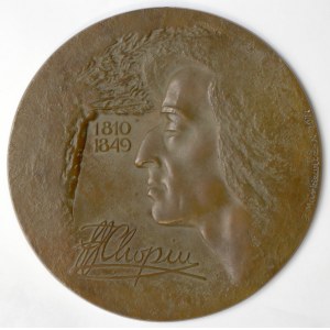 Medalion (20cm) Fryderyk Chopin 1971 (Markiewicz-Nieszcz) - piękny