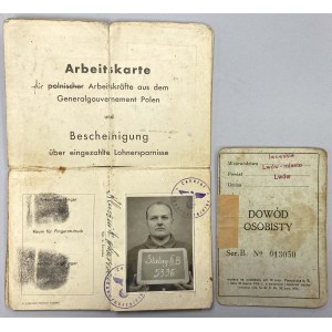 Lwów, Dowód osobisty i Karta Pracy z Generalnej Guberni - zestaw (2szt)