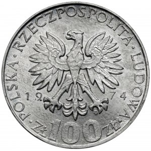 Odbitka ALUMINIUM 100 złotych 1974 Curie-Skłodowska - ODWROTKA