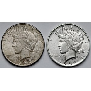 USA, Dolar 1923 - Peace Dollar - zestaw (2szt)