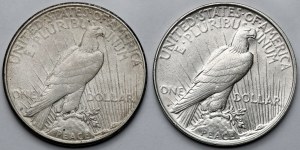 USA, Dolar 1923 - Mírový dolar - sada (2ks)