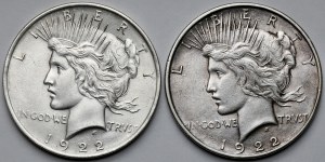 USA, Dollar 1922 - Peace Dollar - set (2pcs)