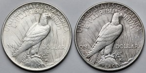 USA, Dolar 1922 - Mírový dolar - sada (2ks)