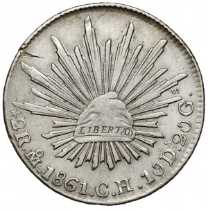 Mexiko, 2 realy 1861 Mo, Mexiko