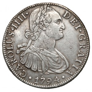 Meksyk, Karol IV, 8 reali 1794 Mo FM, Meksyk
