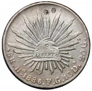 Mexico, 8 reals 1886 Ho, Hermosillo - countermarks
