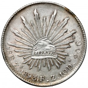Mexico, 8 reals 1893 Zs, Zacatecas