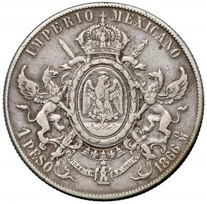 Mexico, Maximilian I, Peso 1866 Mo, Mexico