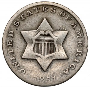 USA, 3 centy 1851, Philadelphia
