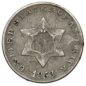 USA, 3 centy 1853, Philadelphia
