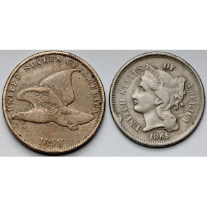 USA, 1-3 centy 1858-1865 - zestaw (2szt)