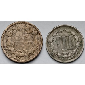 USA, 1-3 centy 1858-1865 - zestaw (2szt)