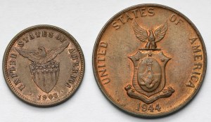 Philippines, 1 and 1/2 centavo 1903-1944 - set (2pcs)