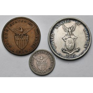 Filipiny, 1-50 centavos 1907-1945 - zestaw (3szt)
