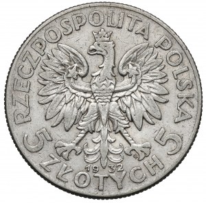Hlava ženy 5 zlotých 1932 se značkou, Varšava - vzácné