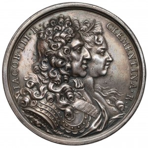 Augusto II il Forte, medaglia di matrimonio di Clementina Sobieski 1719 - RARO