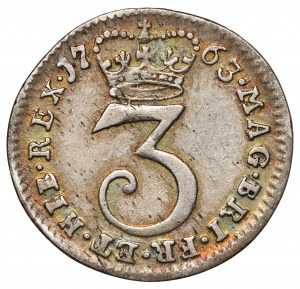 Anglie, Jiří III, 3 pence 1763
