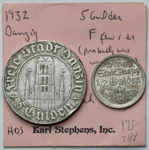 Danzig, 5 Gulden 1932 und 1/2 Gulden 1927 (2Stück)