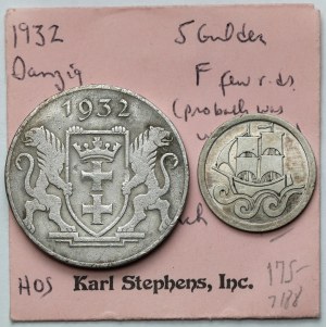 Danzig, 5 guilders 1932 and 1/2 guilder 1927 (2pc)
