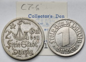 Danzig, 1 a 2 gulden 1923-1932 - sada (2ks)