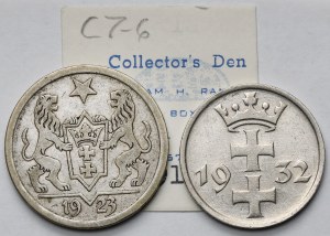 Danzig, 1 a 2 gulden 1923-1932 - sada (2ks)