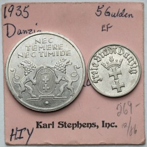 Danzig, 5 Gulden 1935 Koga und 1/2 Gulden 1932 (2Stück)