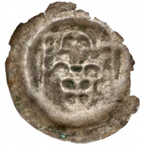 Brakteat - Rycerz z tarczą, krzyżem i proporcem (1247-1258)