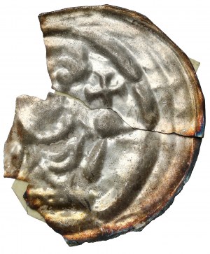 Enrico I il Barbuto / II il Pio, Ratajski Brakteat - busto con bastone a croce e mela