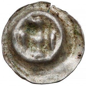 Brakteat guziczkowy (XIII w.) - Orzeł z łbem na lewo