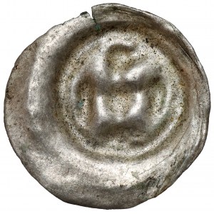 Brakteat guziczkowy (XIII w.) - Orzeł z łbem na lewo
