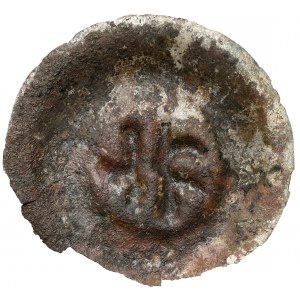 Biskupstwo lubuskie, Opatów, Brakteat guziczkowy - Pół lilii i pół sześcioramiennej gwiazdy (1305-1320)