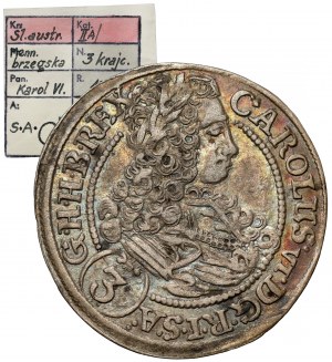 Slezsko, Karel VI., 3 krajcary 1712 CB, Brzeg - vzácný - ex. Kalkowski