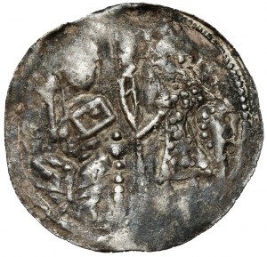 Boleslaw III the Wrymouth, Denarius - Knight and St. Adalbert - rare reverse.