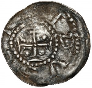 Boleslaw III the Wrymouth, Denarius - Knight and St. Adalbert - rare reverse.