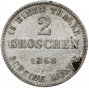 Saxe-Cobourg-Gotha, Ernst II, 2 pennies 1868-B