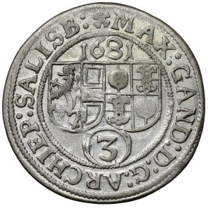 Austria, Max Gandolf von Kuenburg, 3 krajcary 1681, Salzburg