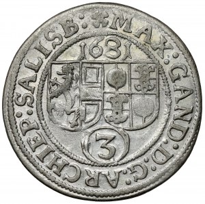 Rakousko, Max Gandolf von Kuenburg, 3 krajcars 1681, Salzburg