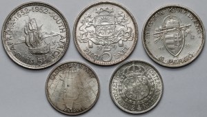 Európa, strieborné mince 1929-1953 - sada (5ks)