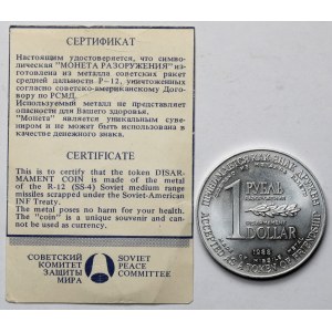ZSRR, 1 rubel = 1 dolar 1988 - z metal z rakiety