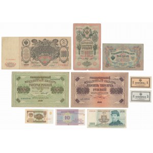 Zestaw banknotów głównie Rosja i Ukraina + Chile (10szt)