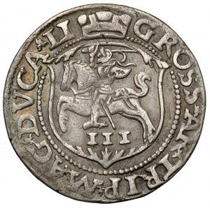 Zygmunt II August, Trojak Wilno 1563 - prążkowany