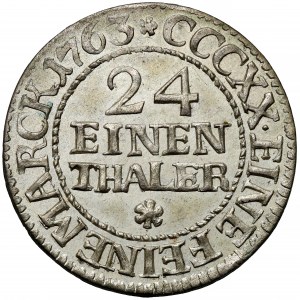August III Sas, 1/24 Taler 1763 EDC, Leipzig - SCHÖN