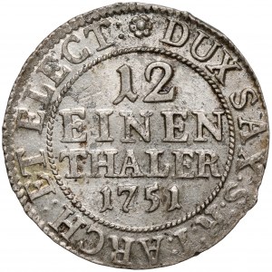 August III Sas, 1/12 thaler 1751 FWóF, Dresden