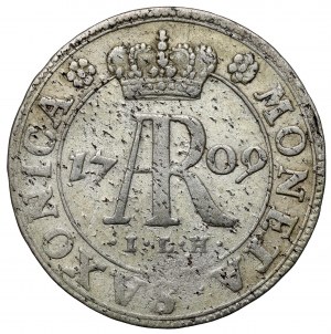 August II the Strong, 1/24 thaler 1709 ILH, Dresden - monogrammed