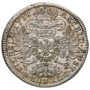 Śląsk, Karol VI, 15 krajcarów 1738 GH, Wrocław