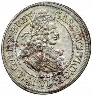 Slezsko, Karel VI., 6 krajcarů 1712 FN, Vratislav - vzácné