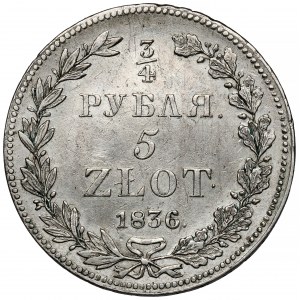 3/4 rubla = 5 złotych 1836 HГ, Petersburg - rzadkie
